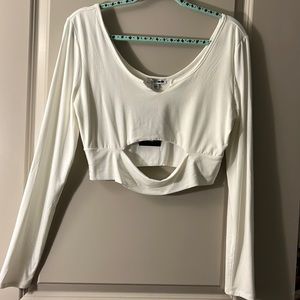 Brand new white fashion nova plus size long sleeve crop top